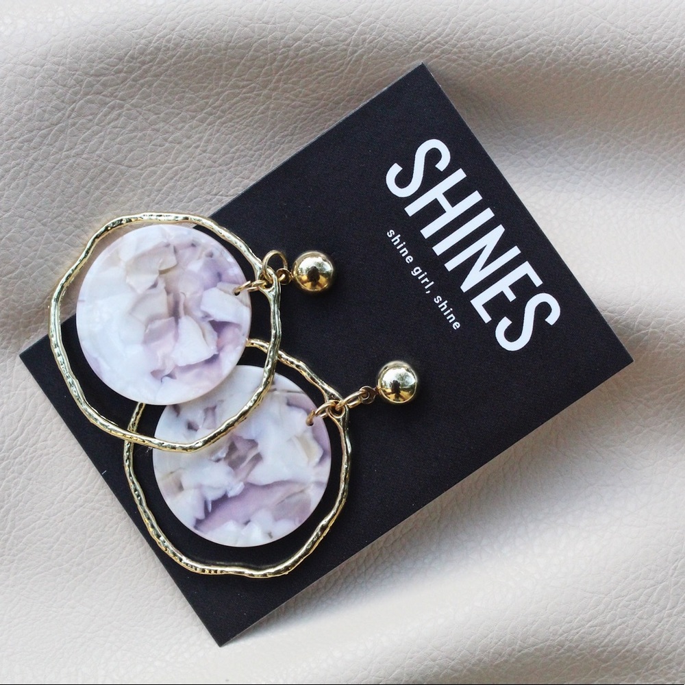 Gold Pink Stone Earrings